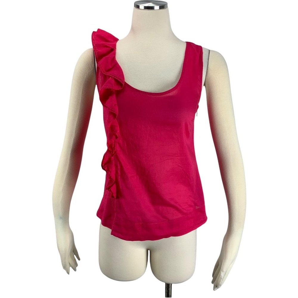 Anthropologie| Fei 2 Berry Pink Ruffle Top Fitted